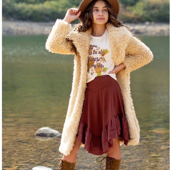 Joyfolie Girls Orla Coat in Golden Ivory